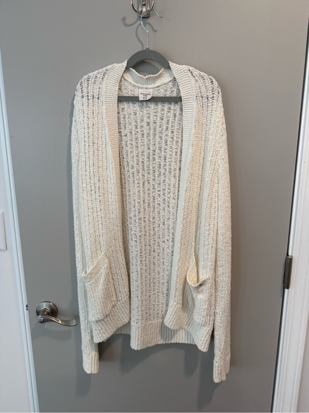 abercrombie kids Cream Open-Front Knit Cardigan